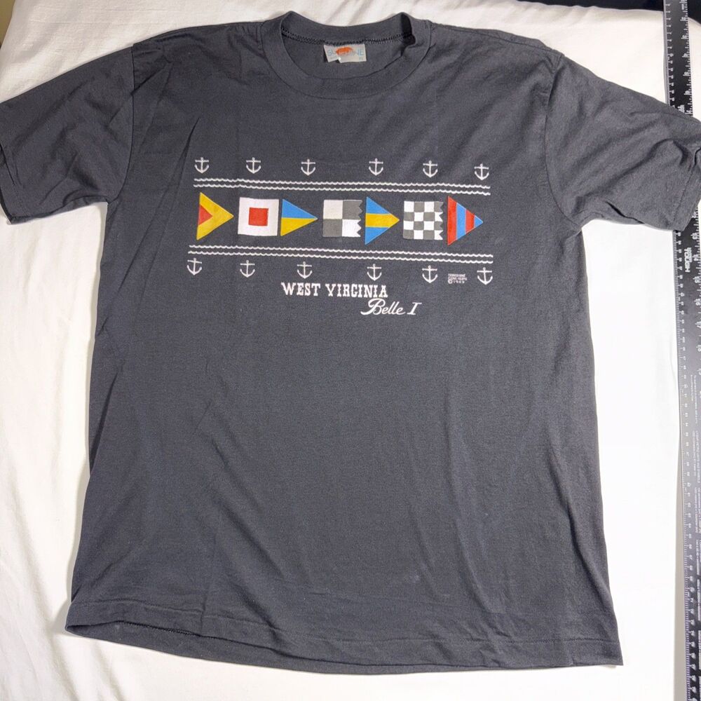 Vintage 1989 WEST VIRGINIA Belle I SAILING Nautical  T-Shirt Single Stitch